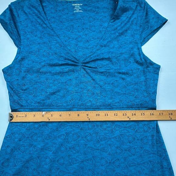 Toad And Co Dress Womens Large Blue Aztec Short Sleeve Outdoor Nature Hiking - Picture 9 of 12